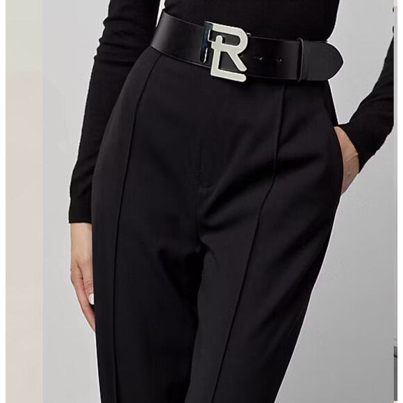Ralph Lauren Purple Label Declynn Wool Crepe Pants Trousers 6 Black High Rise 6 - Picture 3 of 10